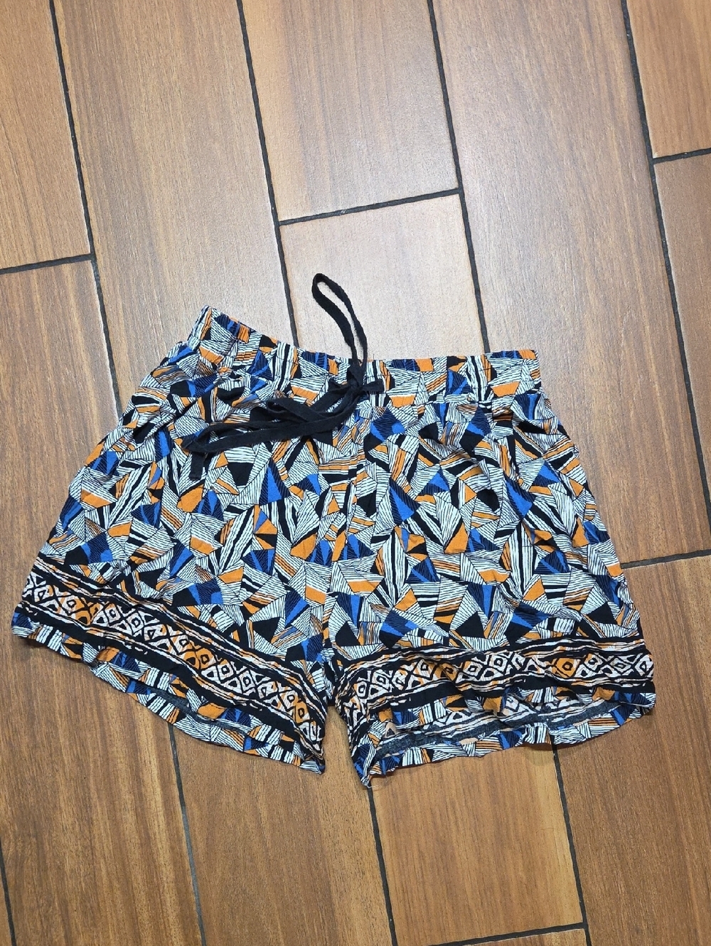 Sophie Rue Blue, Orange & Black Printed Shorts